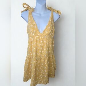 Lush Yellow Floral Sleeveless Dress